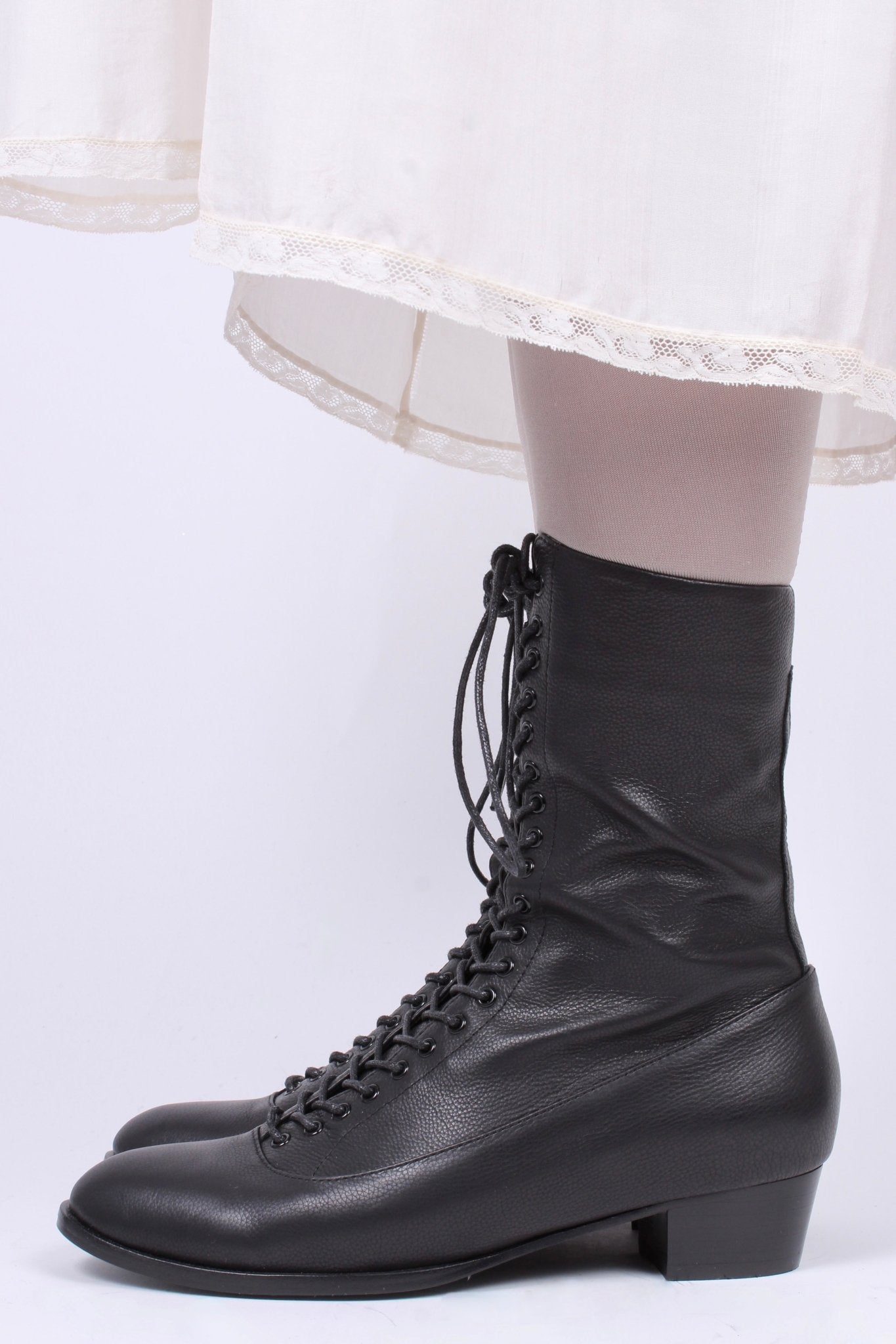 1910s Everyday Lace-up Boots - Black - Ruth