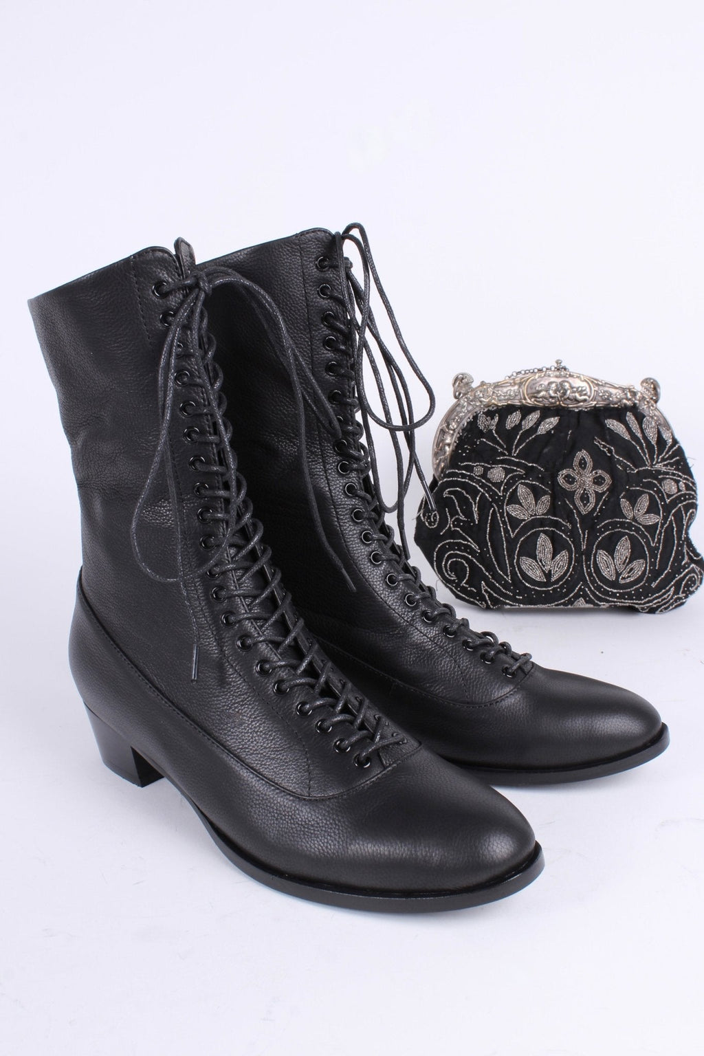 1910s Everyday Lace-up Boots - Black - Ruth
