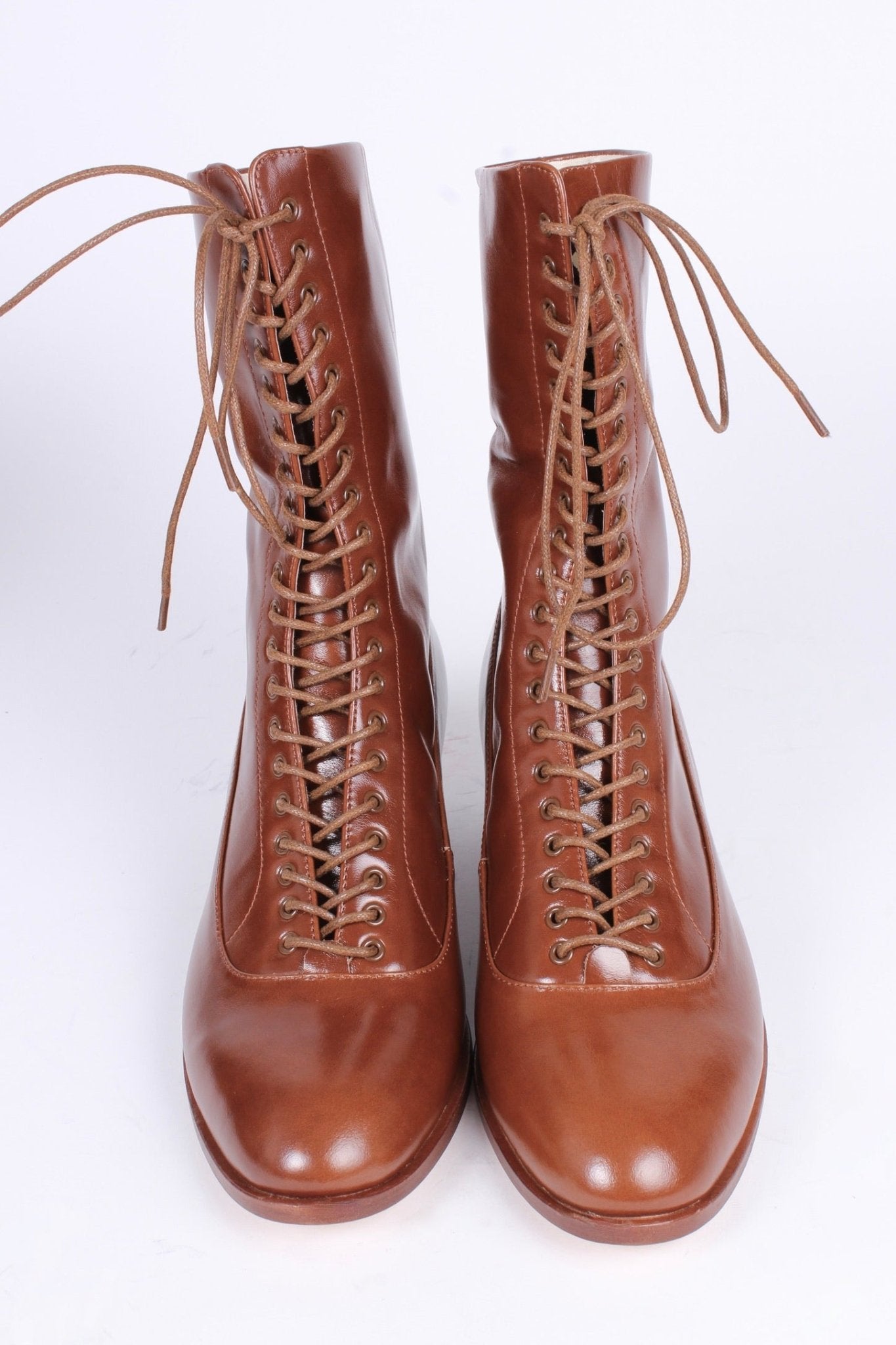 1910s Everyday Lace-up Boots - Cognac Brown - Ruth