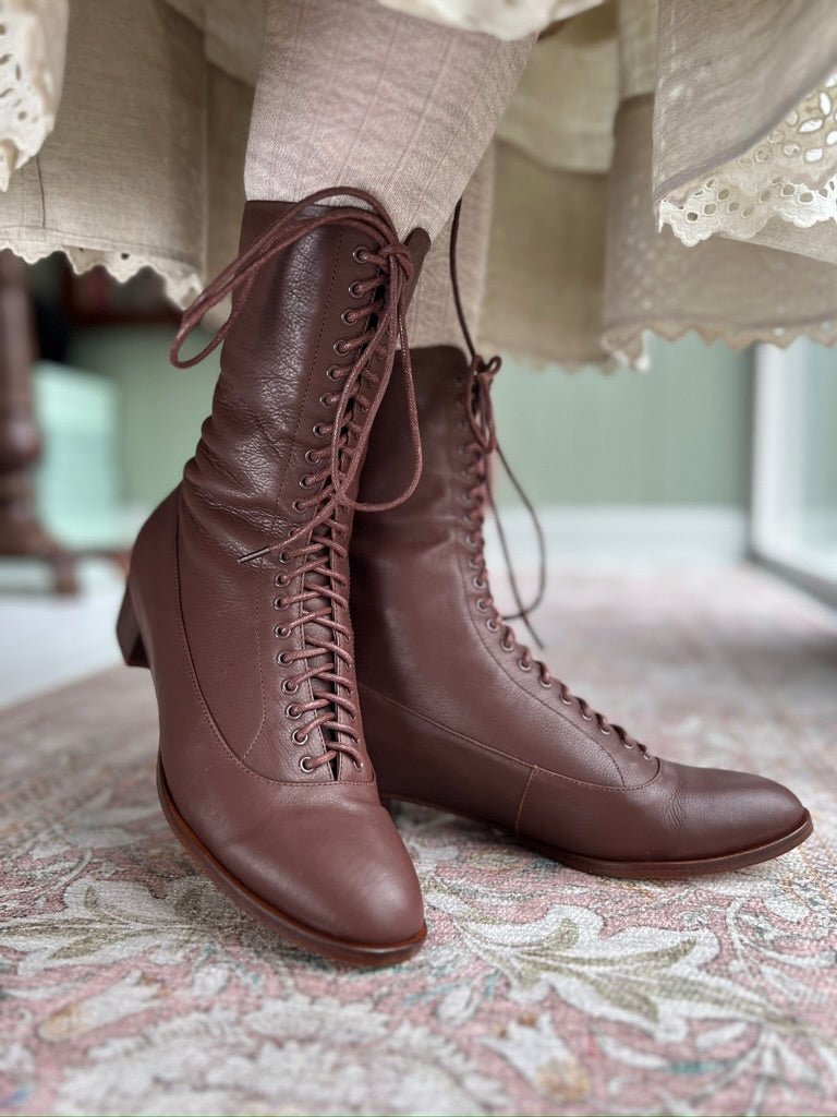 1910s Everyday Lace-up Boots - Dark Brown - Ruth