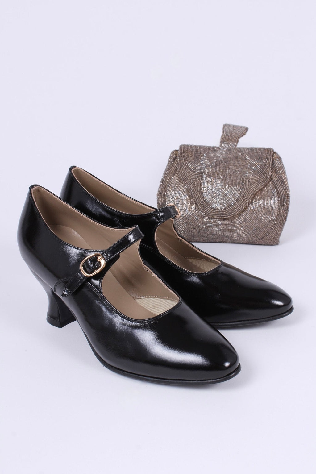 1920's inspired Mary Jane pumps - Black - Yvonne