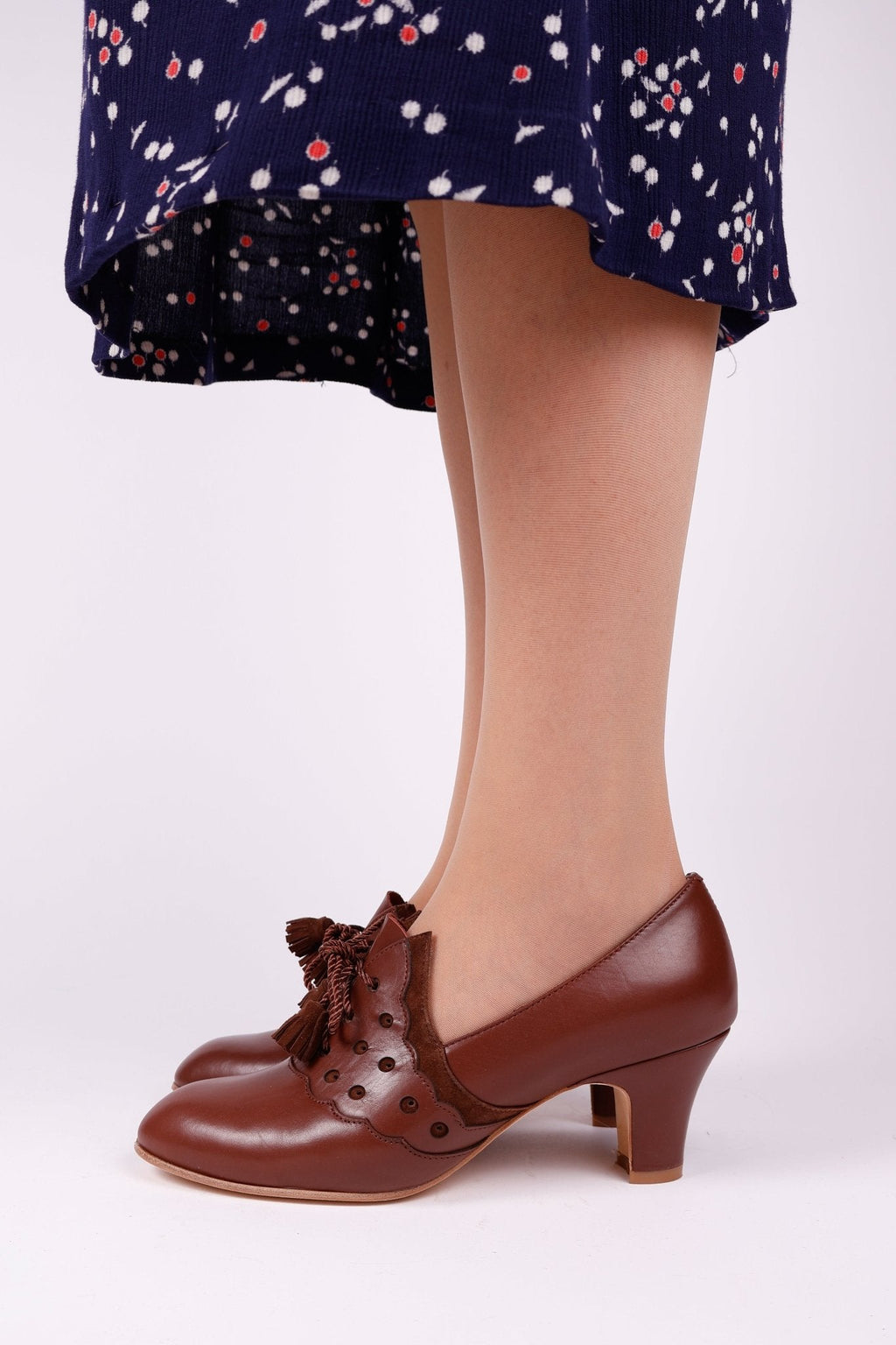 1930s everyday Oxford heels with tassels - Brown - Mildred