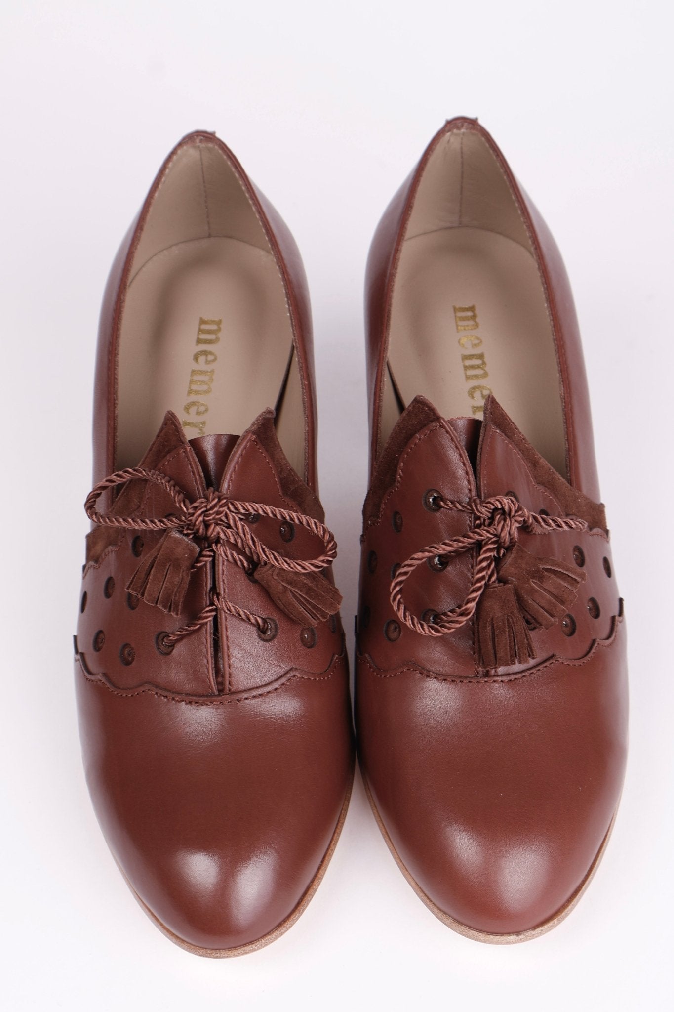 1930s everyday Oxford heels with tassels - Brown - Mildred