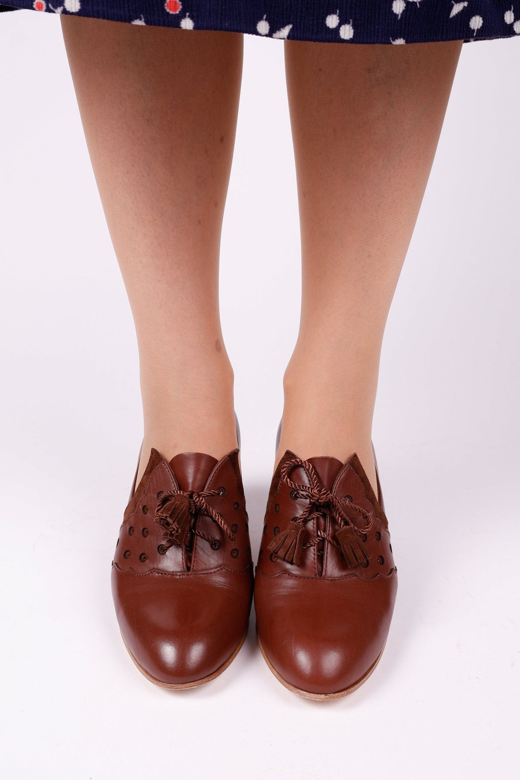 1930s everyday Oxford heels with tassels - Brown - Mildred