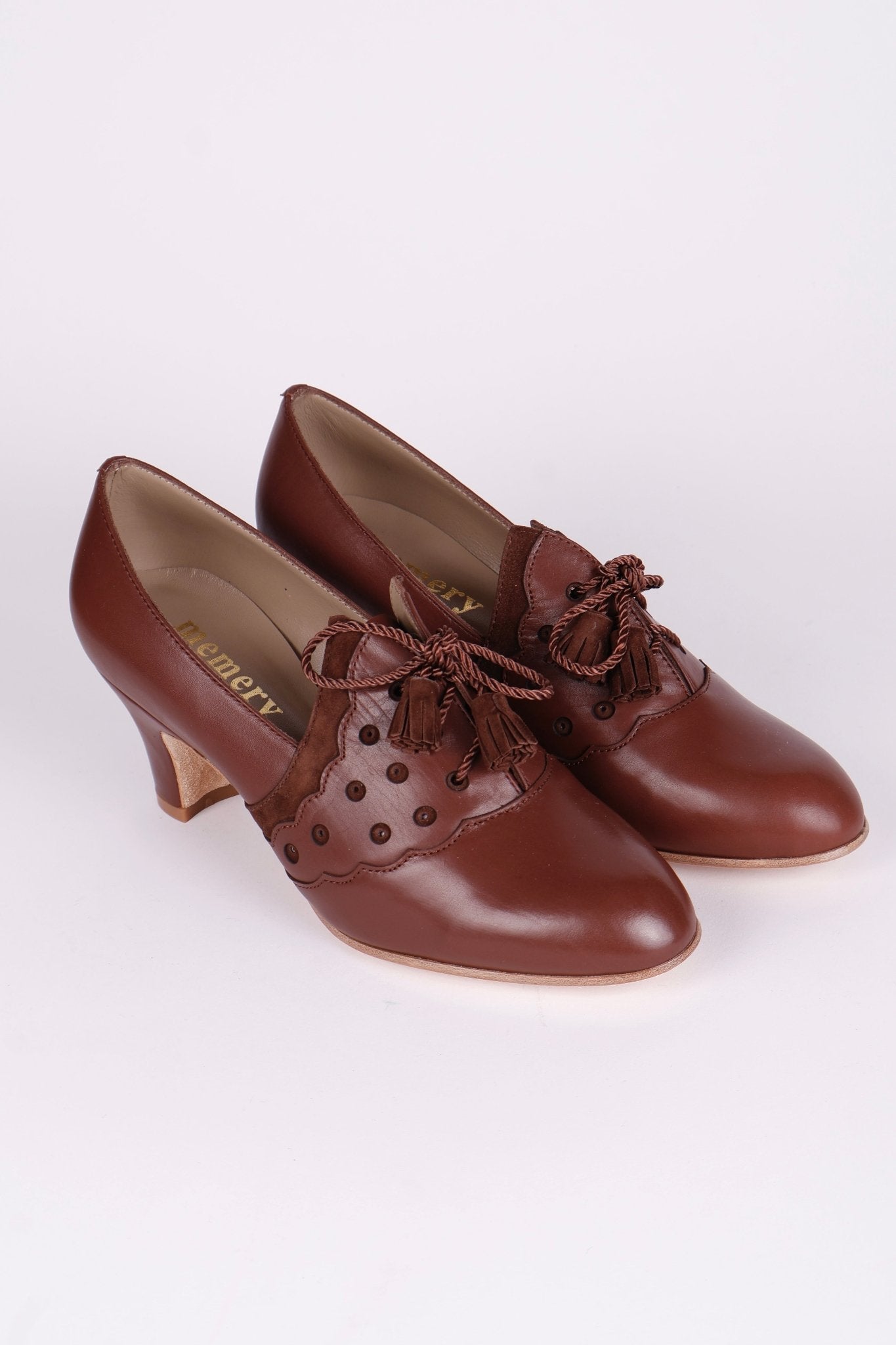 1930s everyday Oxford heels with tassels - Brown - Mildred