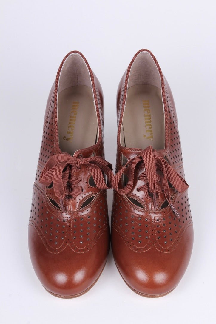 Early 1930s oxford high heels- Cognac Brown - Marie