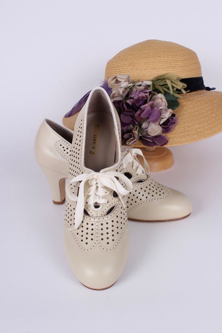 Early 1930s oxford high heels- Cream - Marie