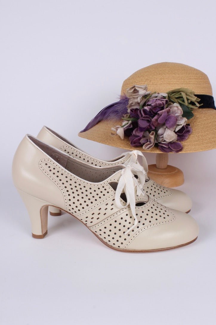 Early 1930s oxford high heels- Cream - Marie