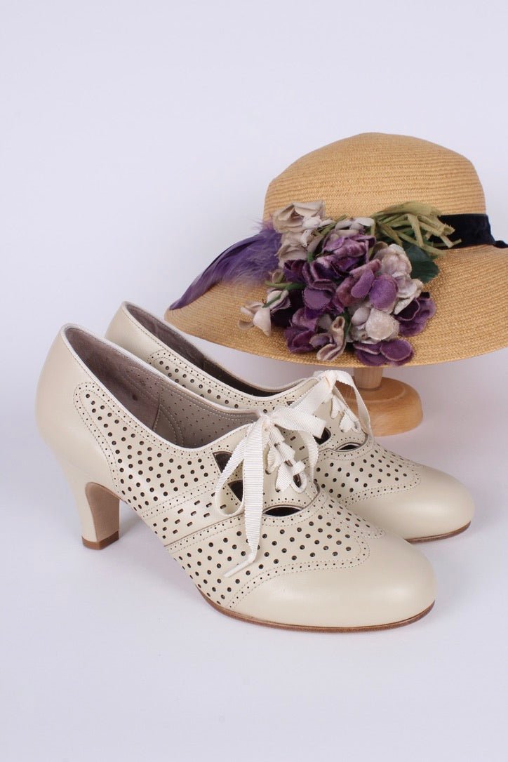 Early 1930s oxford high heels- Cream - Marie
