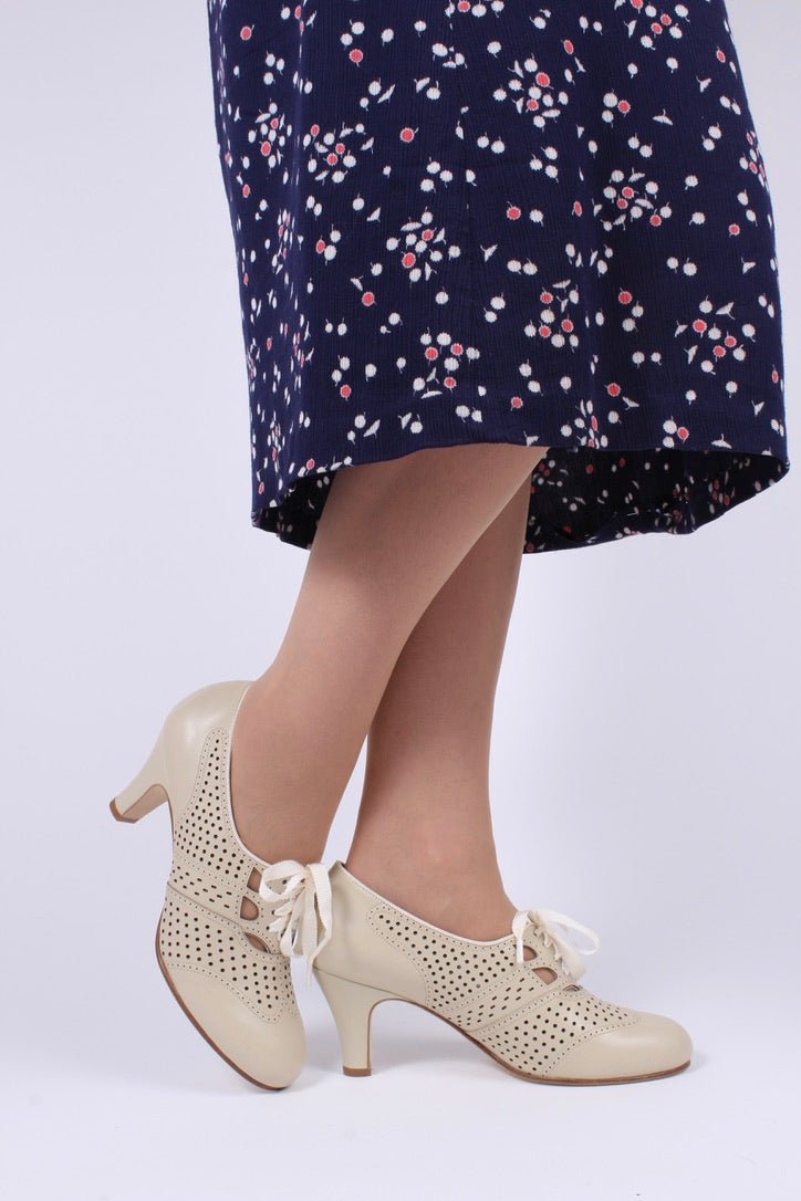 Early 1930s oxford high heels- Cream - Marie