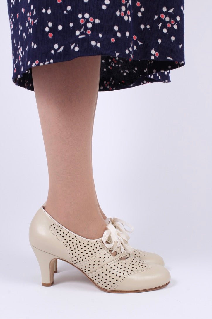Early 1930s oxford high heels- Cream - Marie