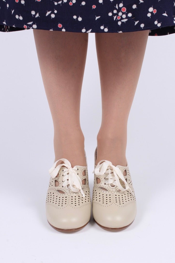 Early 1930s oxford high heels- Cream - Marie