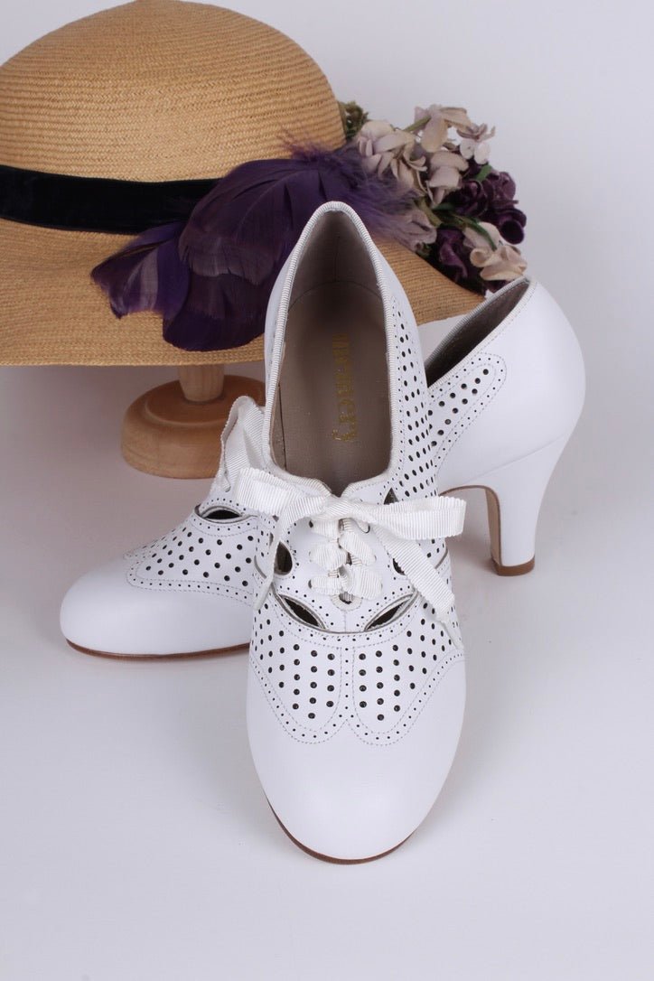 Early 1930s oxford high heels- White - Marie