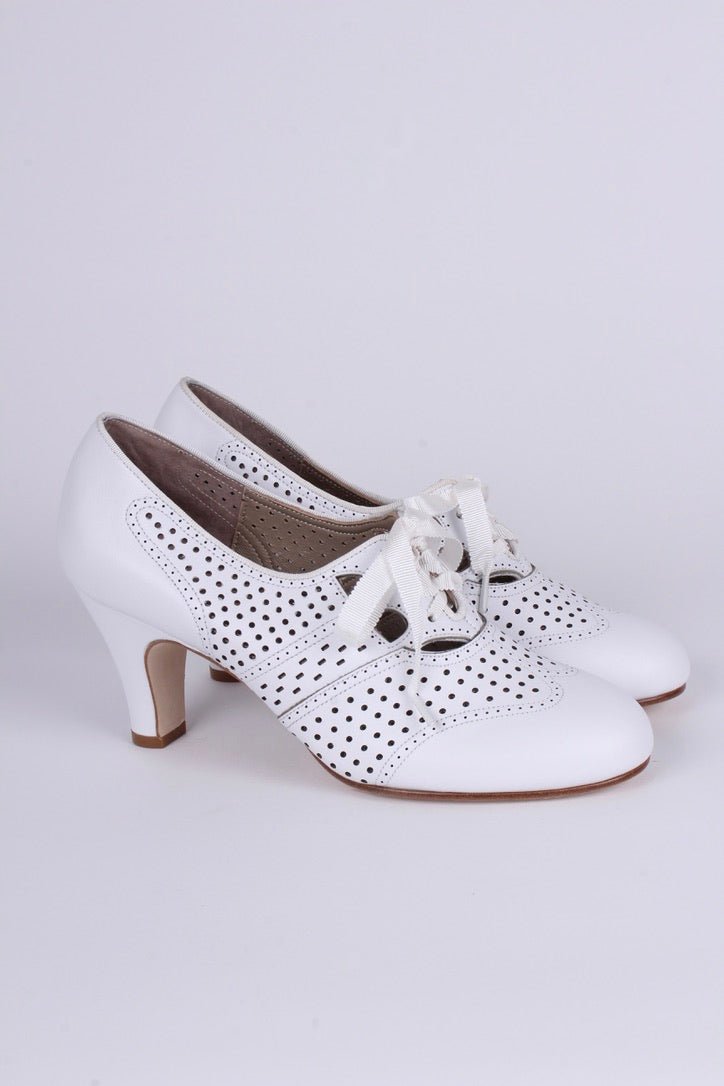 Early 1930s oxford high heels- White - Marie