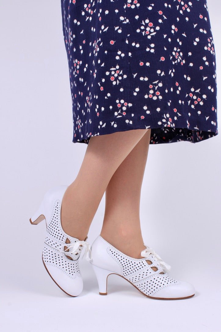 Early 1930s oxford high heels- White - Marie