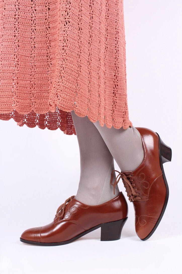 Classic 1930s Oxfords - Cognac Brown - Juliette