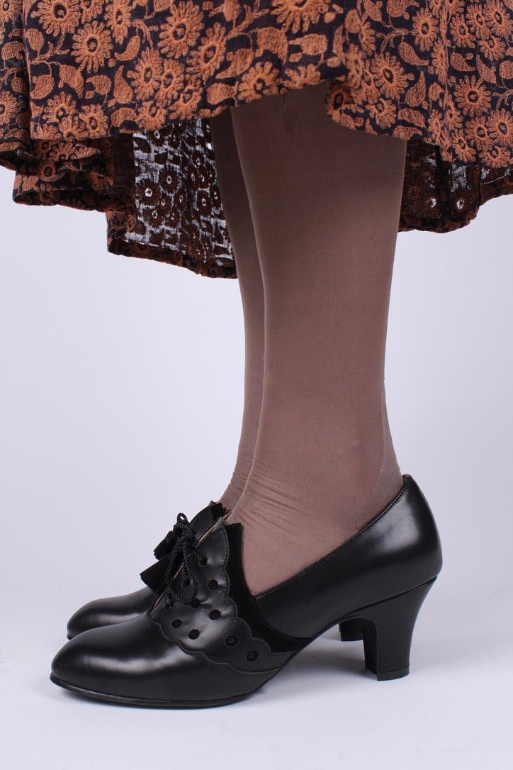 1930s everyday Oxford heels with tassels - Black - Mildred