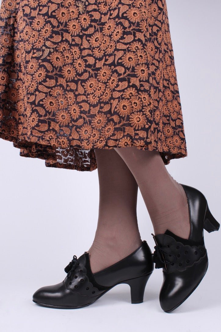 1930s everyday Oxford heels with tassels - Black - Mildred