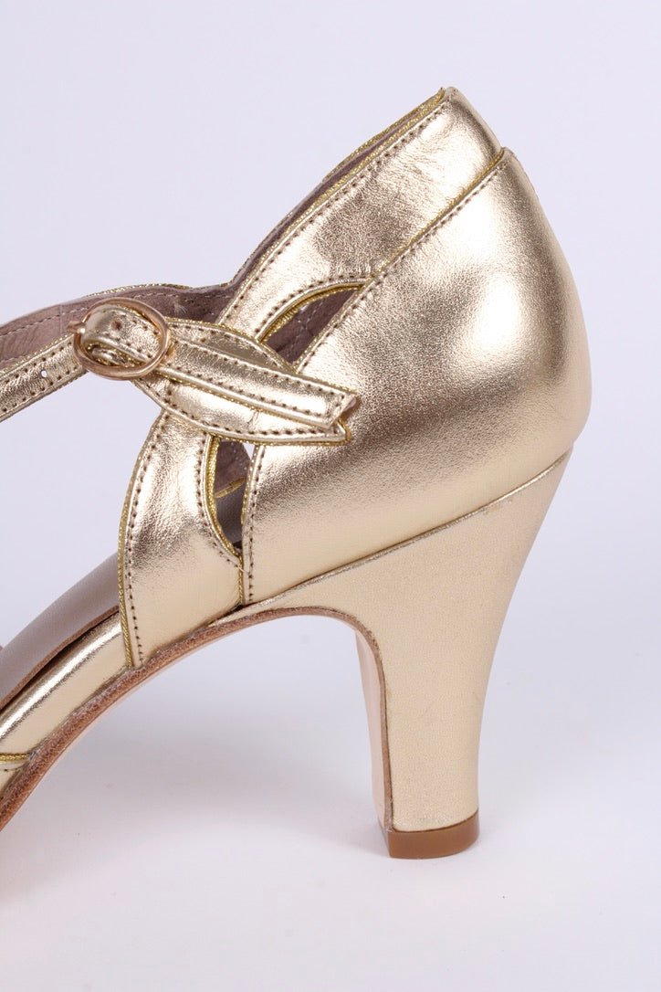 1930s evening shoes with peep toe- gold - Susan