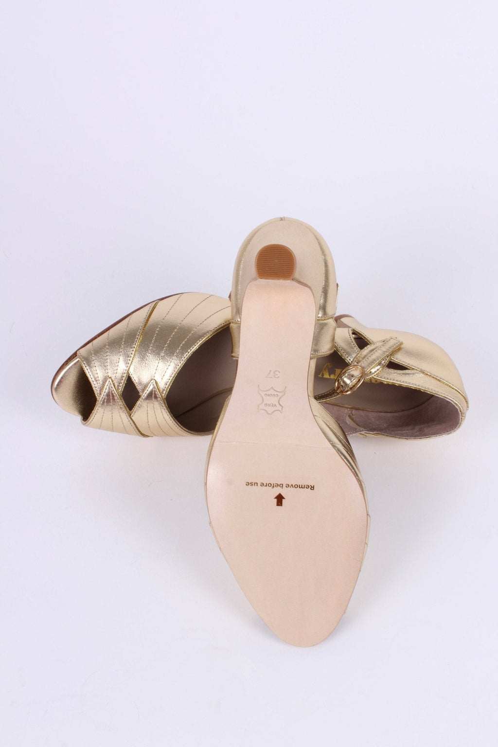 1930s evening shoes with peep toe- gold - Susan