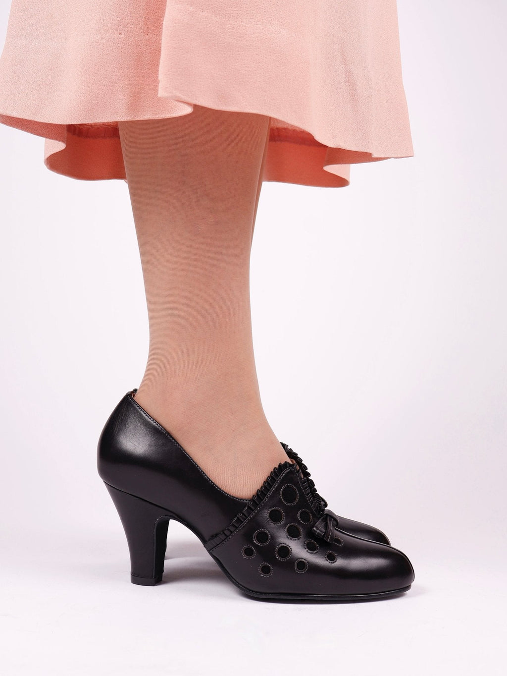 1930s pumps with decorations in suede - black - Stella