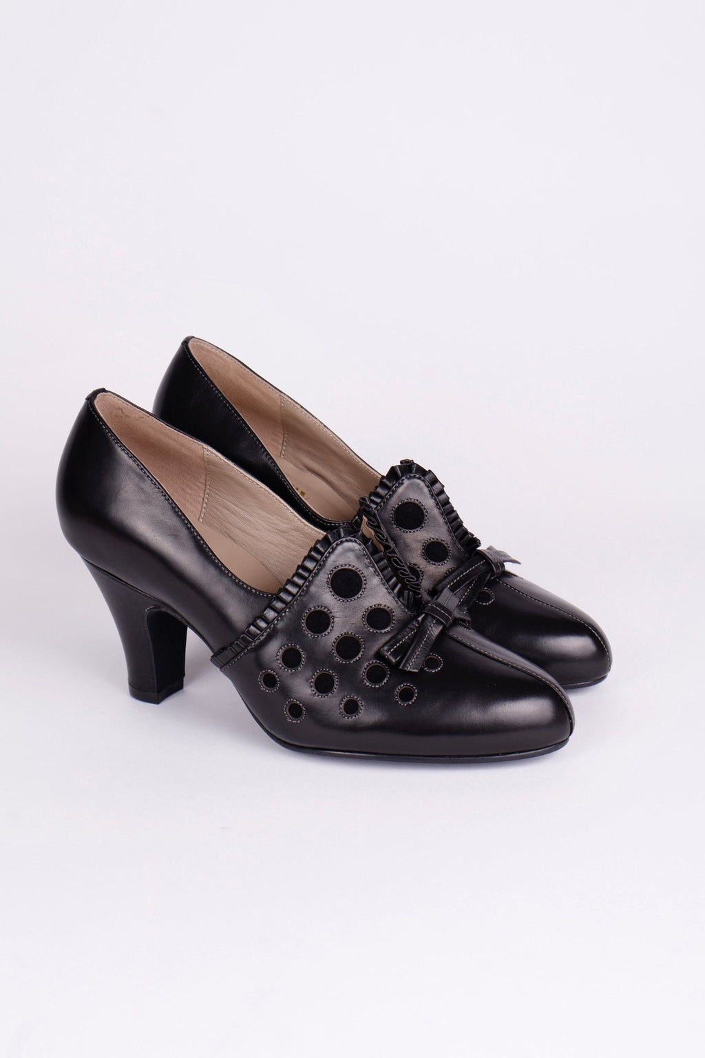 1930s pumps with decorations in suede - black - Stella