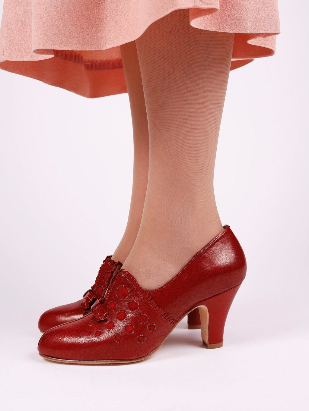 1930s pumps with decorations in suede - red - Stella