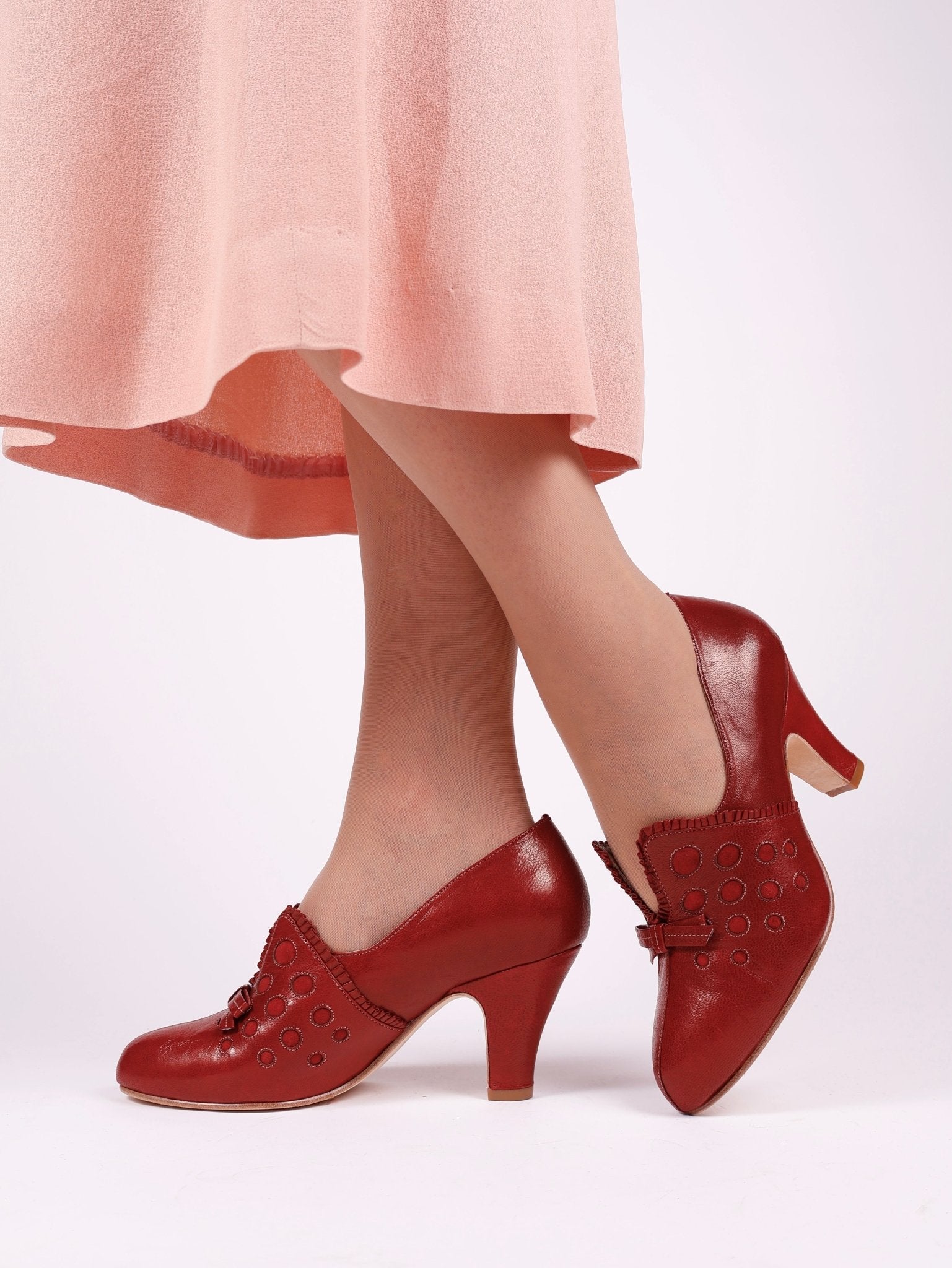 1930s pumps with decorations in suede - red - Stella