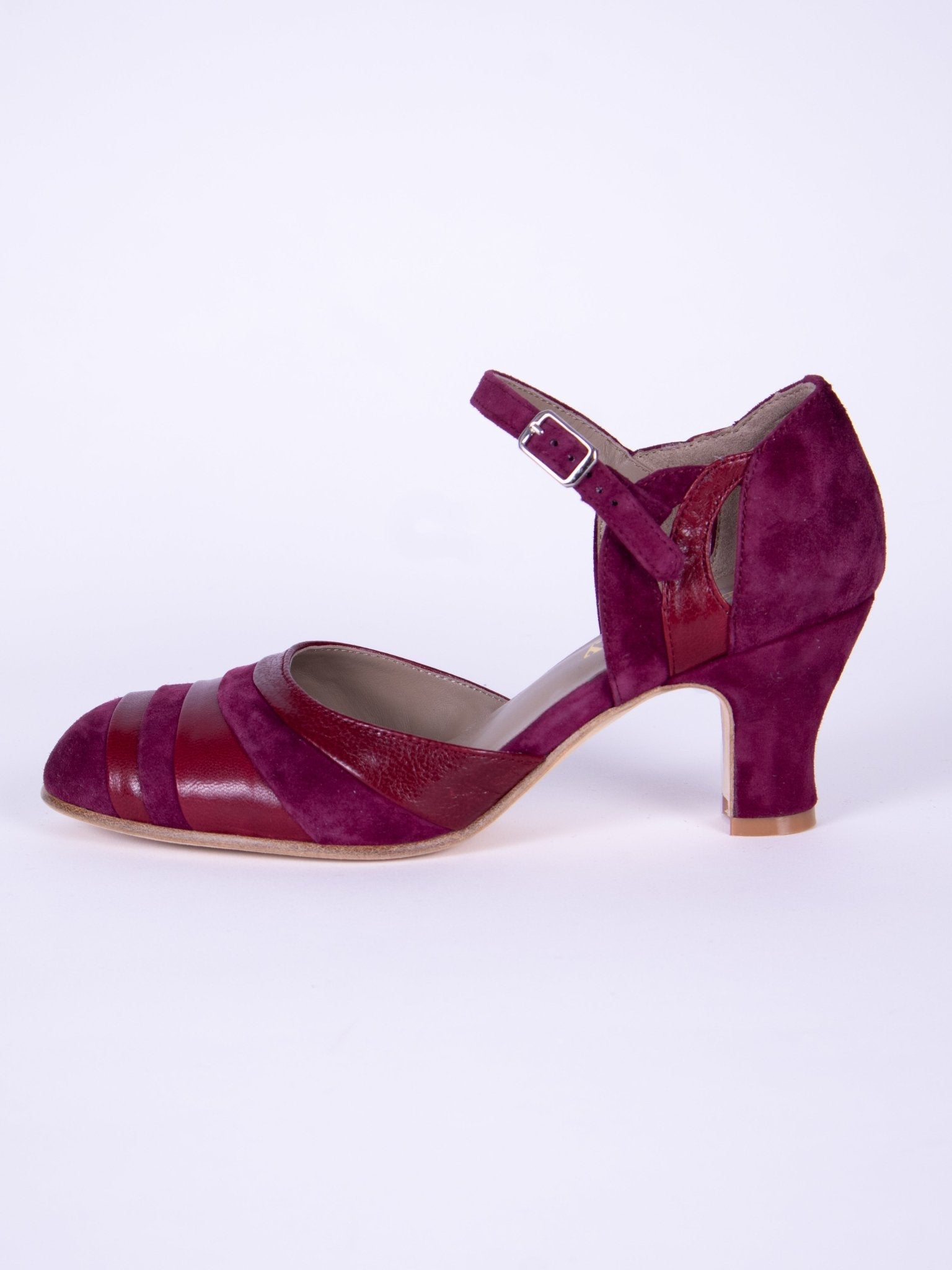 1930s two-tone evening shoes - Burgundy - Thelma