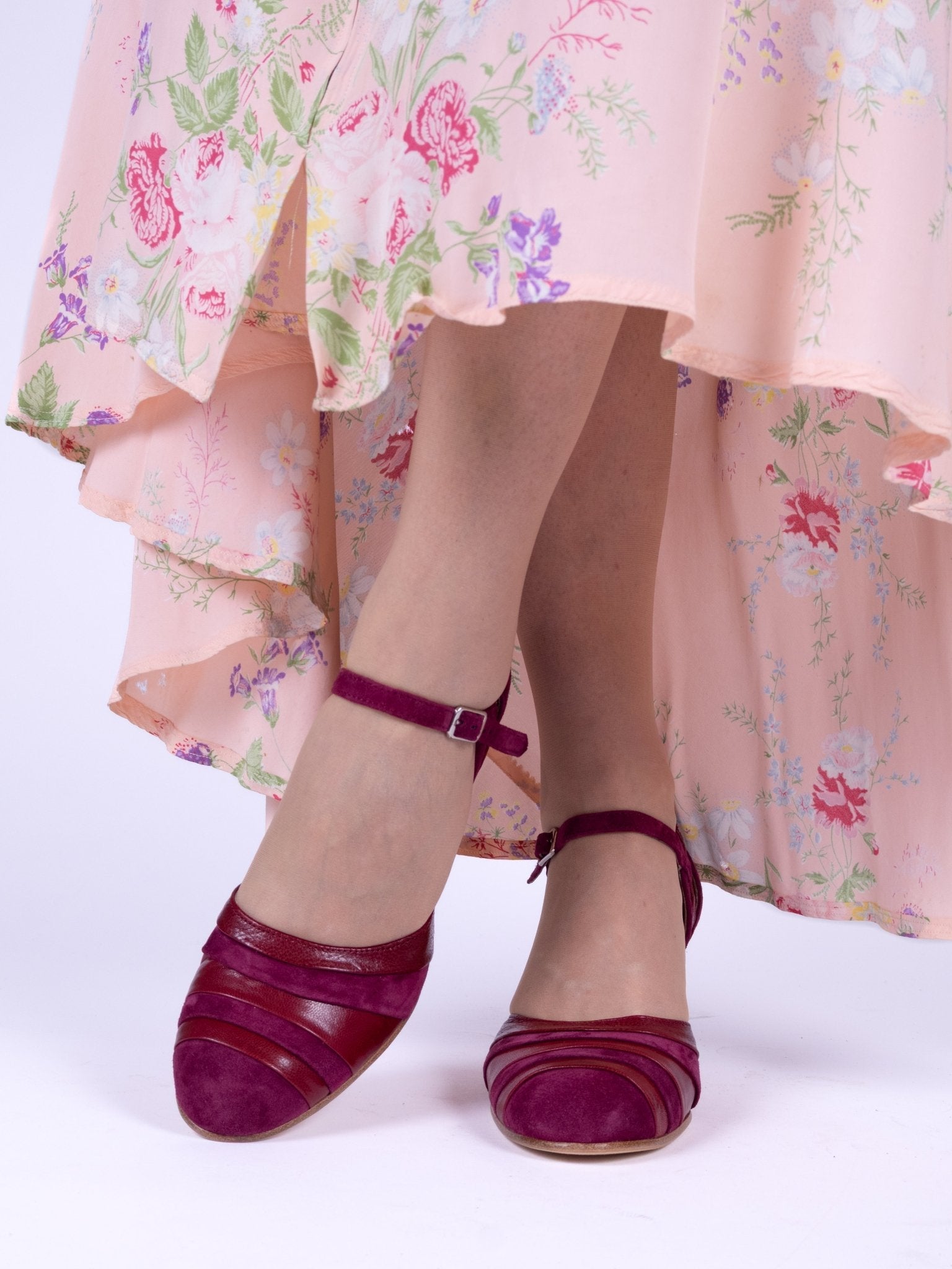 1930s two-tone evening shoes - Burgundy - Thelma