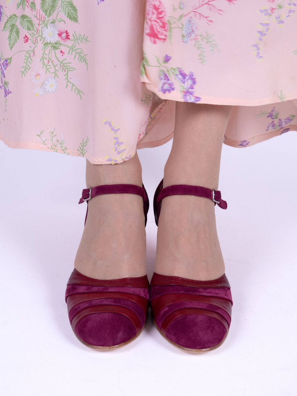 1930s two-tone evening shoes - Burgundy - Thelma