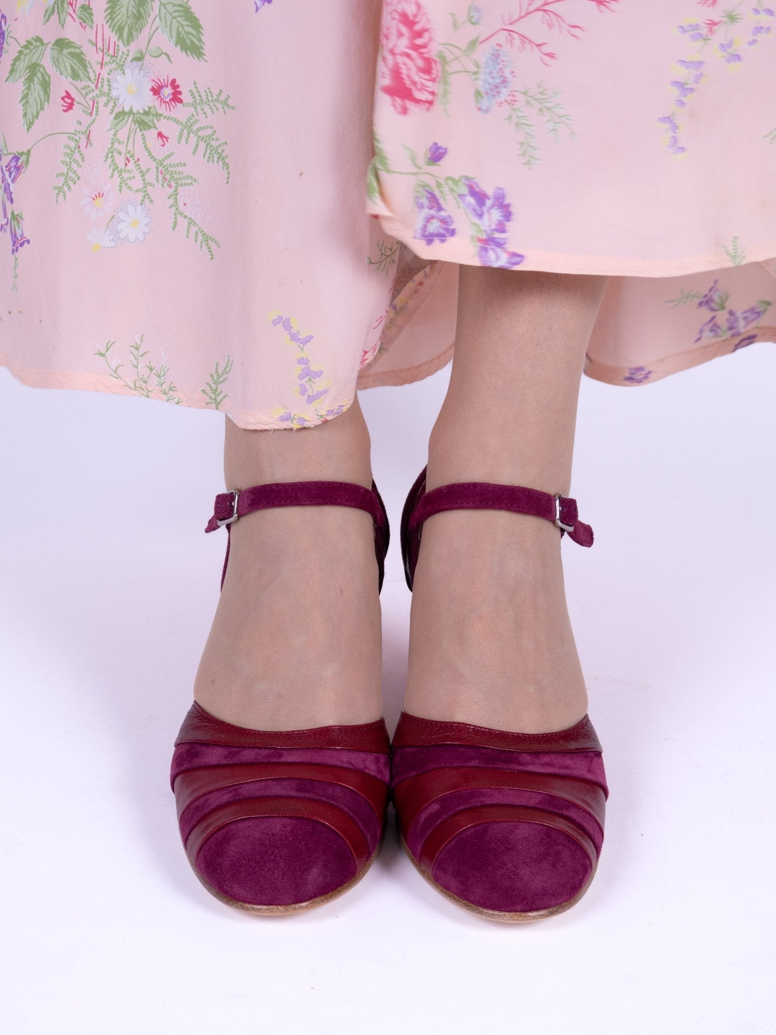 1930s two-tone evening shoes - Burgundy - Thelma