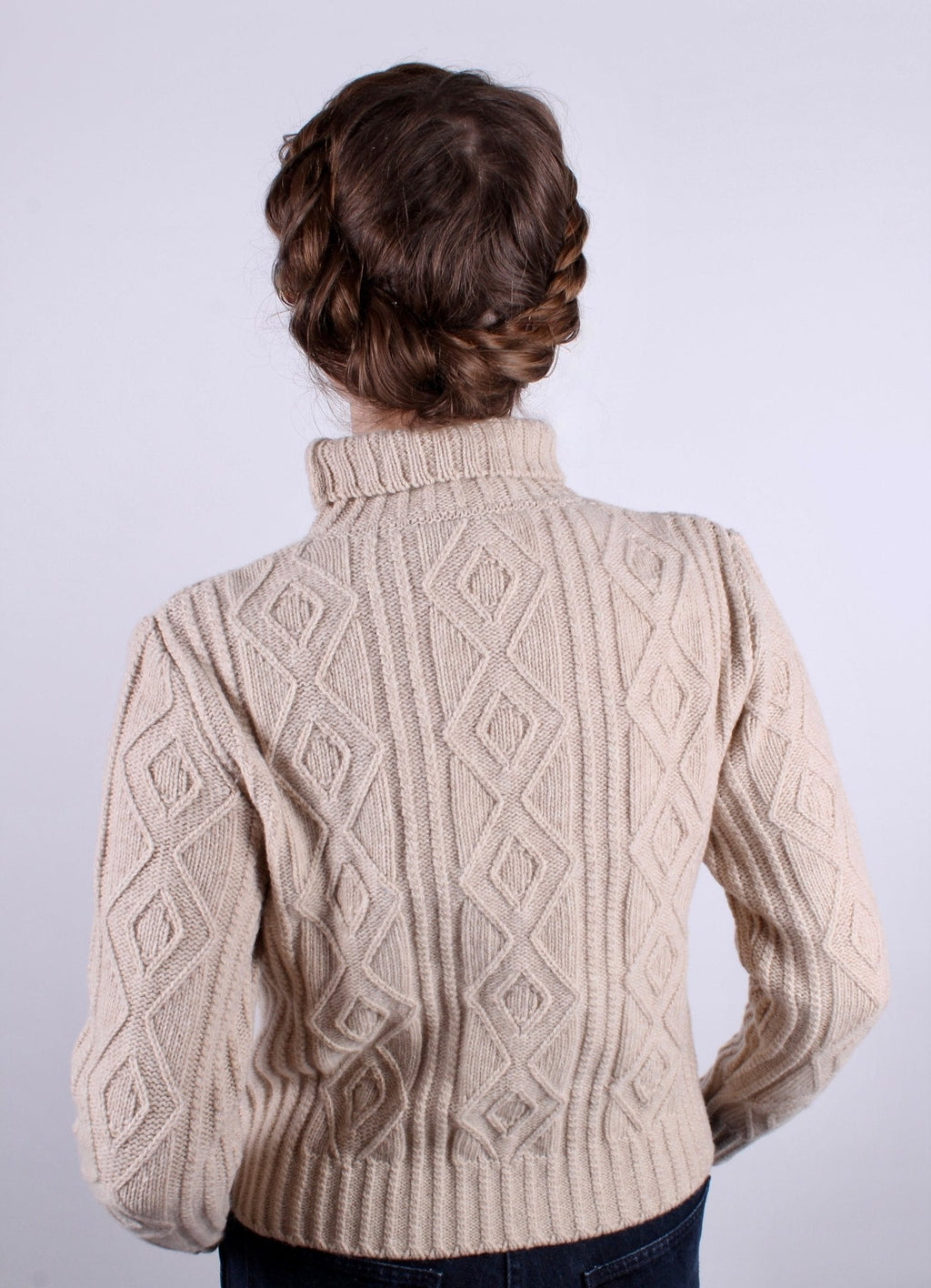 1940s vintage style turtleneck pullover  - Cream - Inger