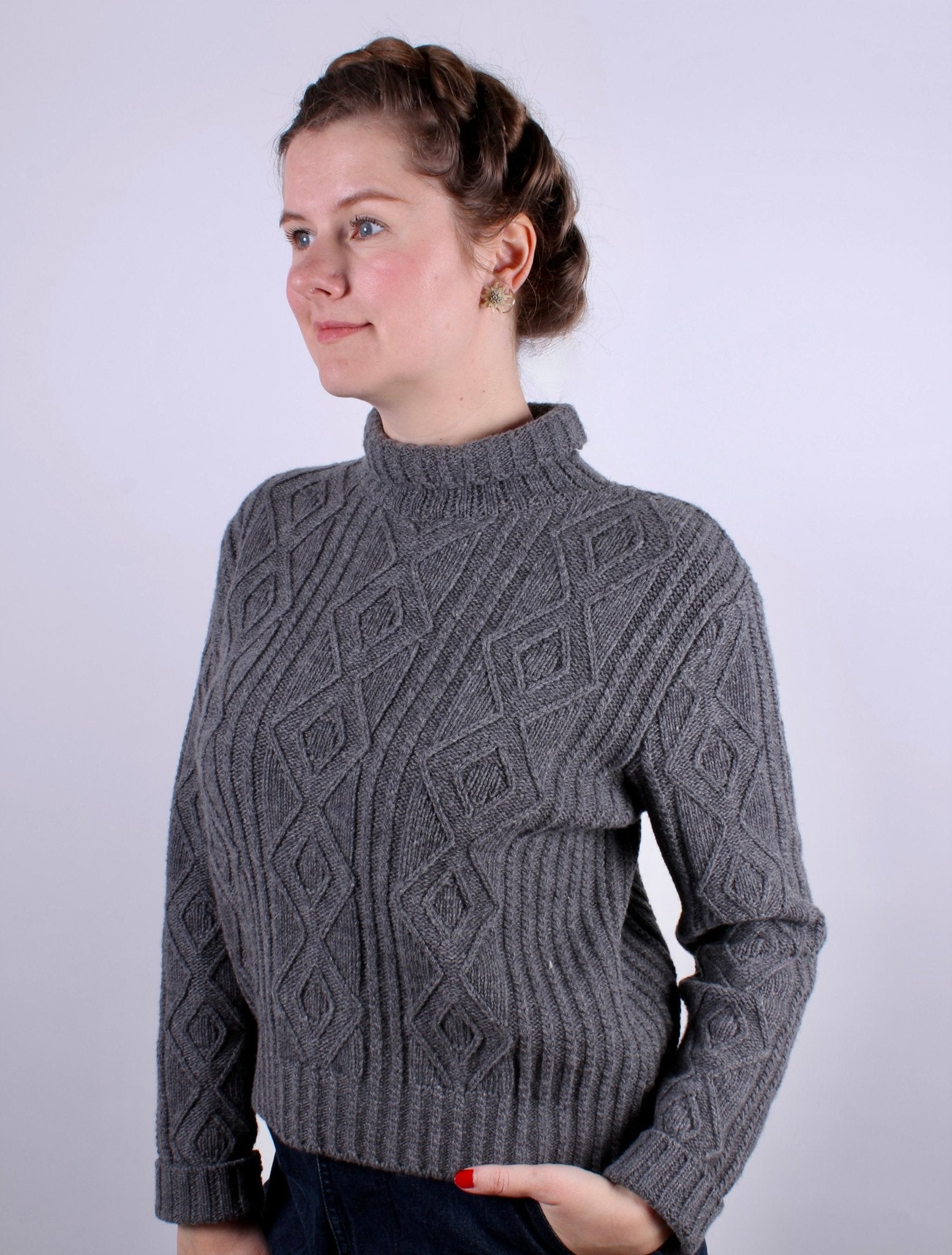 1940s vintage style turtleneck pullover - Dark gray - Inger