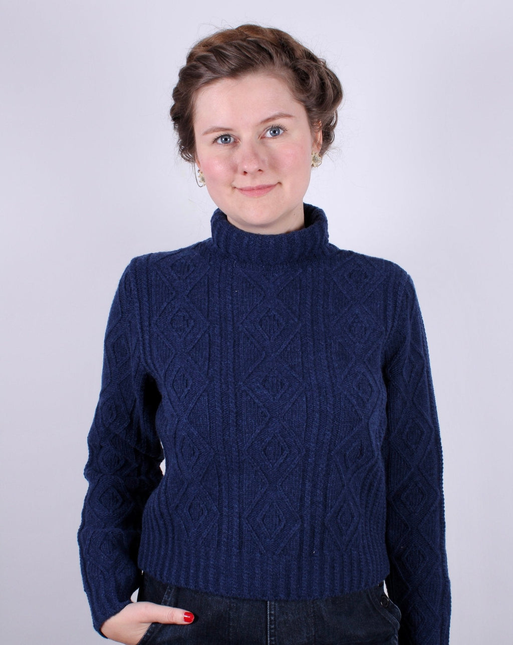 1940s vintage style turtleneck pullover - Navy blue - Inger