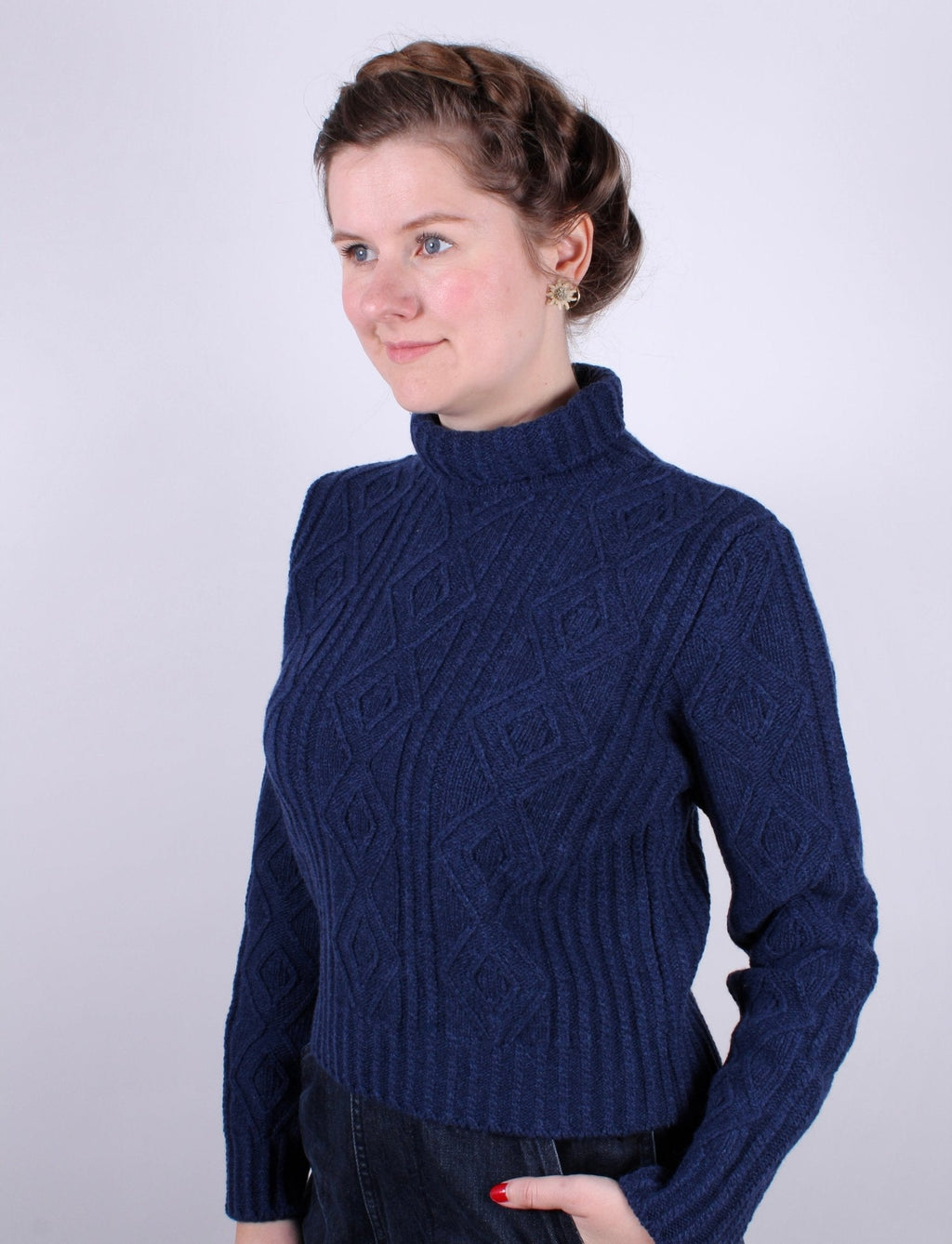1940s vintage style turtleneck pullover - Navy blue - Inger