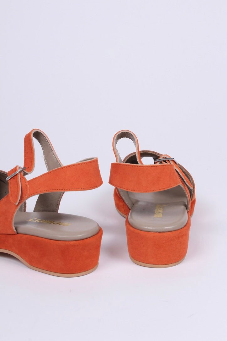 1940s / 50s suede wedge sandals - Abricot - Ella