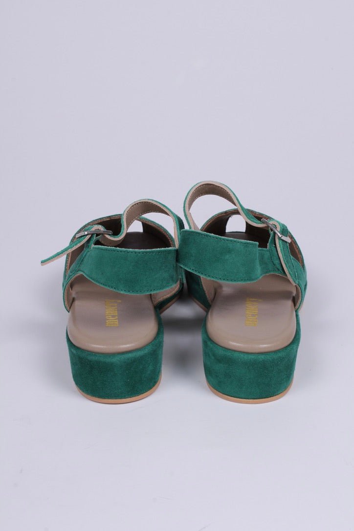 1940s / 50s suede wedge sandals - Green - Ella