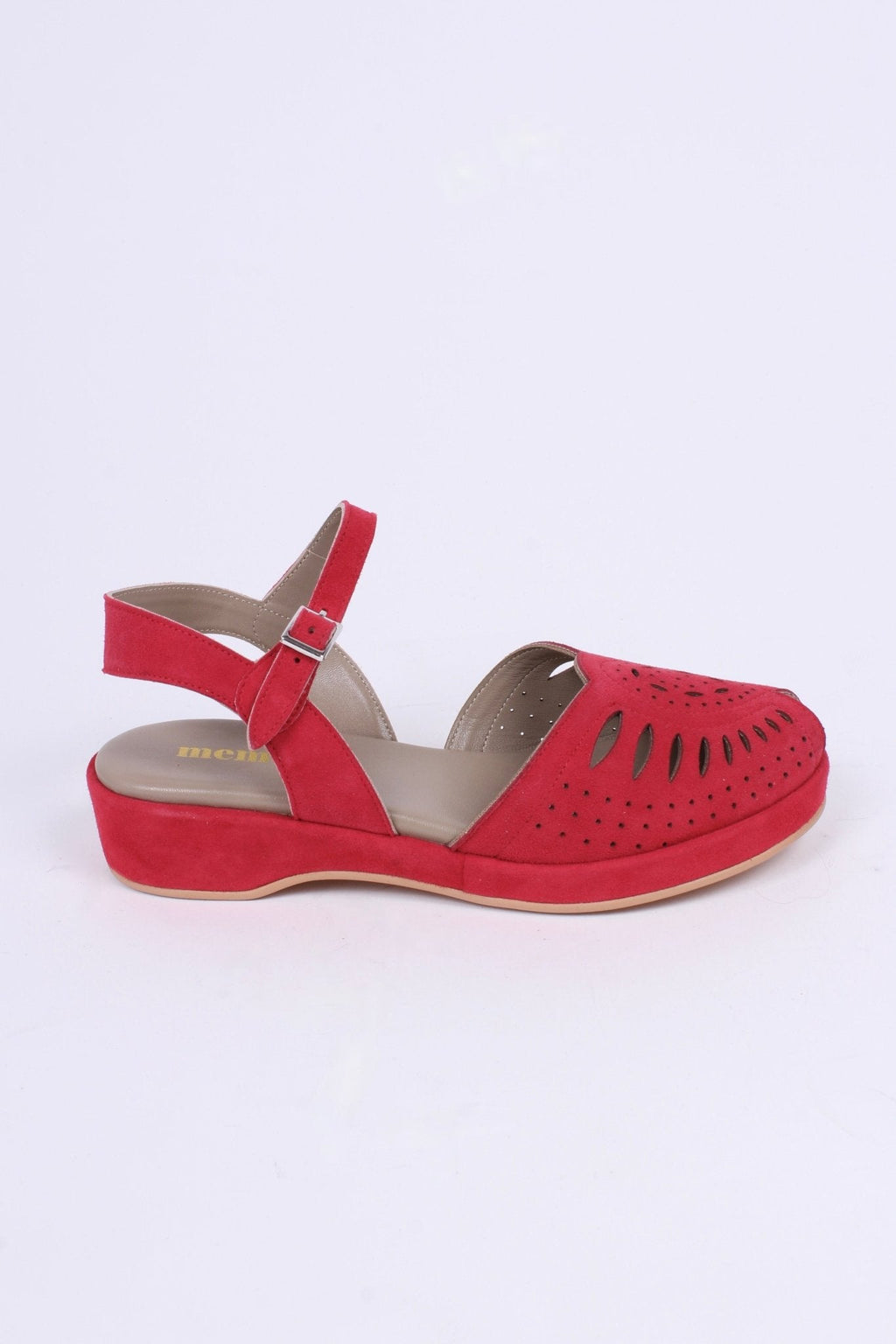1940s / 50s suede wedge sandals - Red - Ella