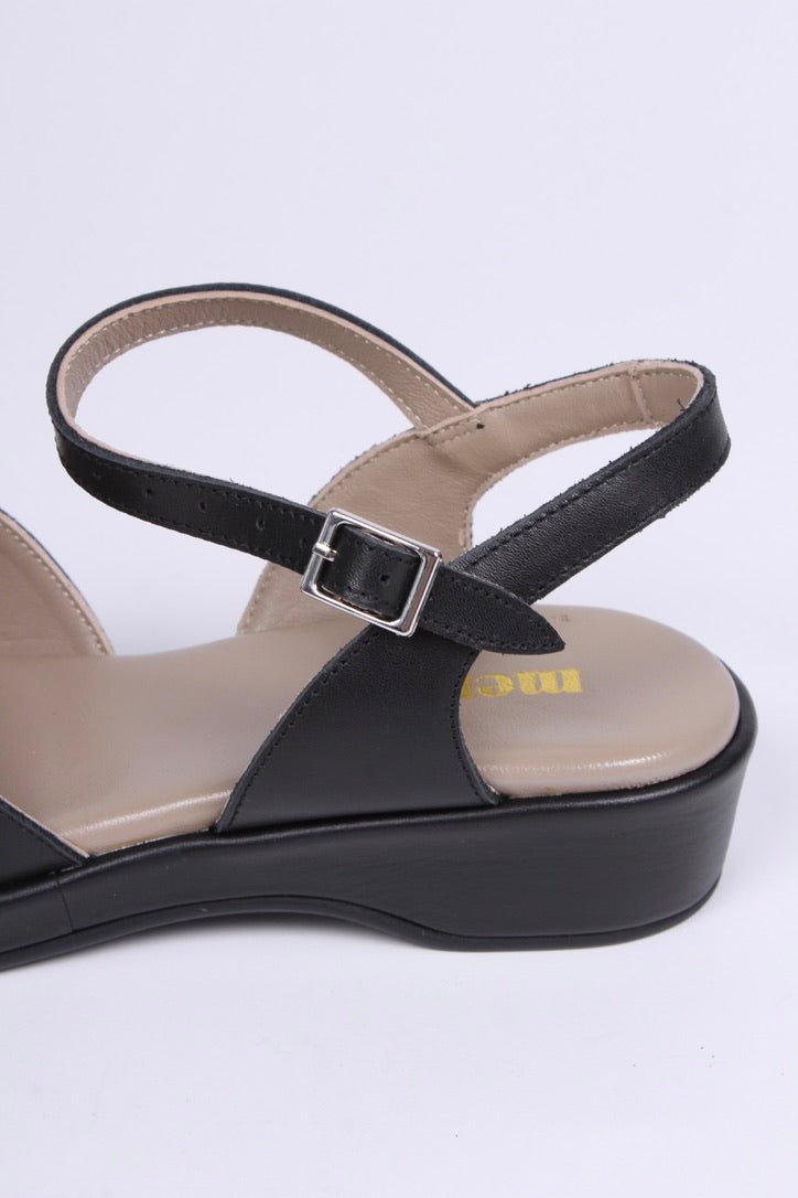 1940s / 50s summer wedge sandals - Black - Sidse
