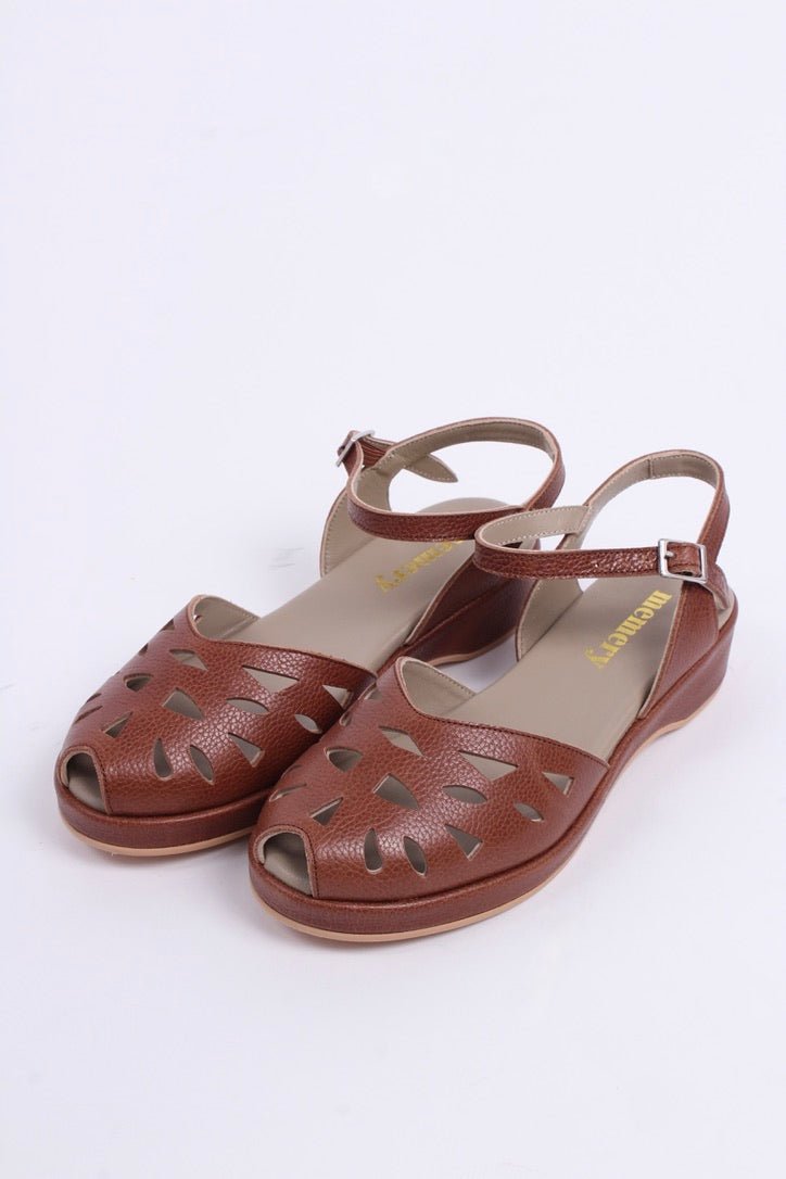 1940s / 50s summer wedge sandals - Brown - Sidse