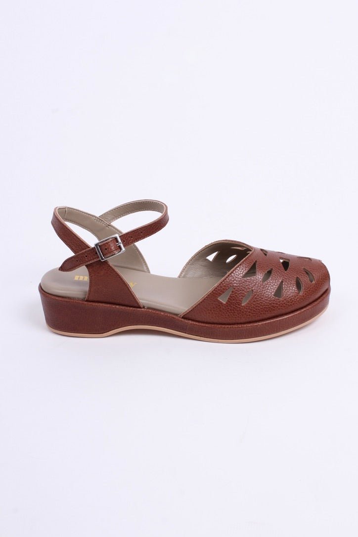 1940s / 50s summer wedge sandals - Brown - Sidse