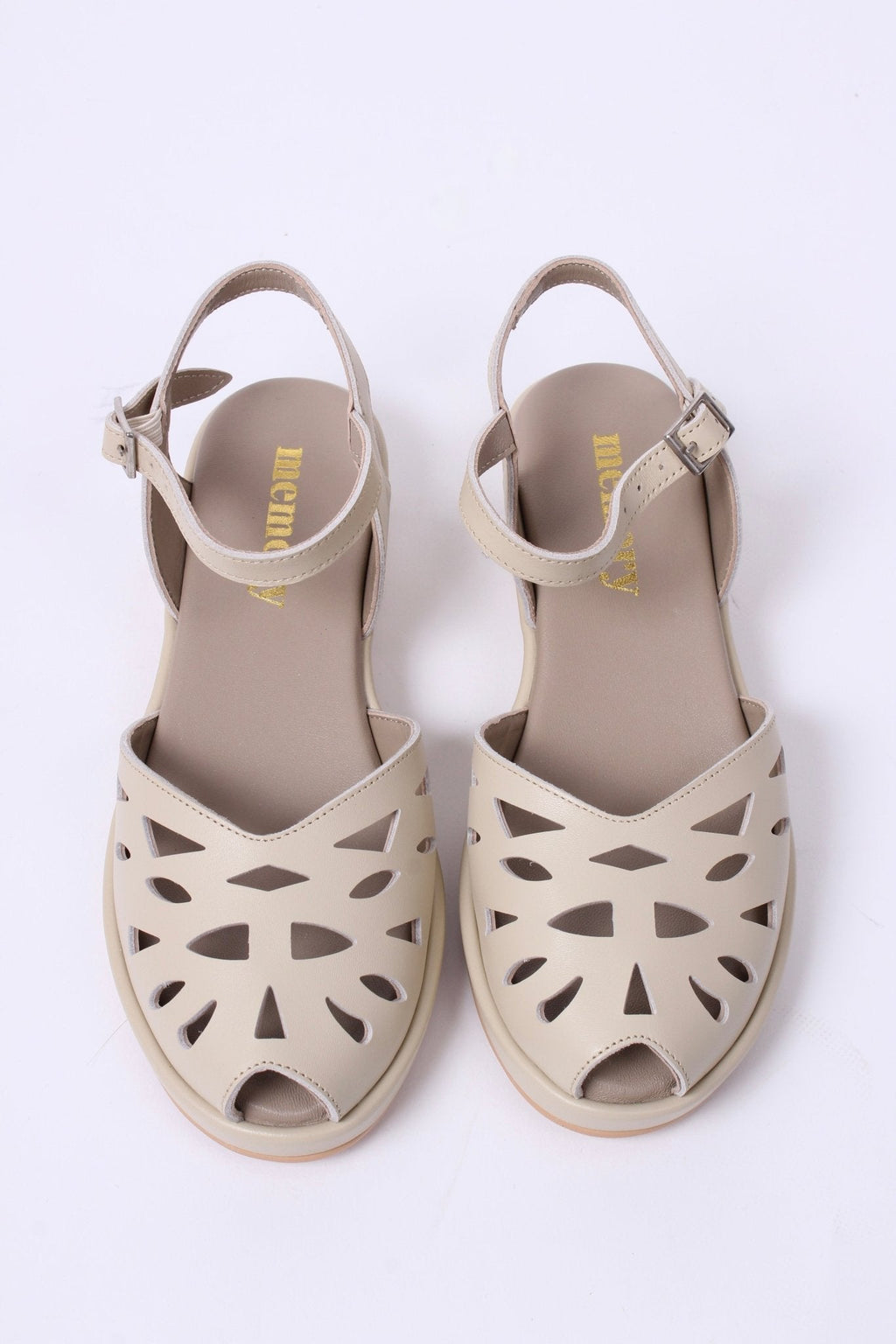 1940s / 50s summer wedge sandals - cream - Sidse