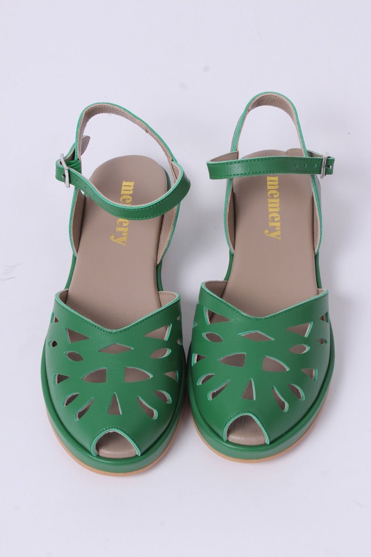 1940s / 50s summer wedge sandals - Green - Sidse