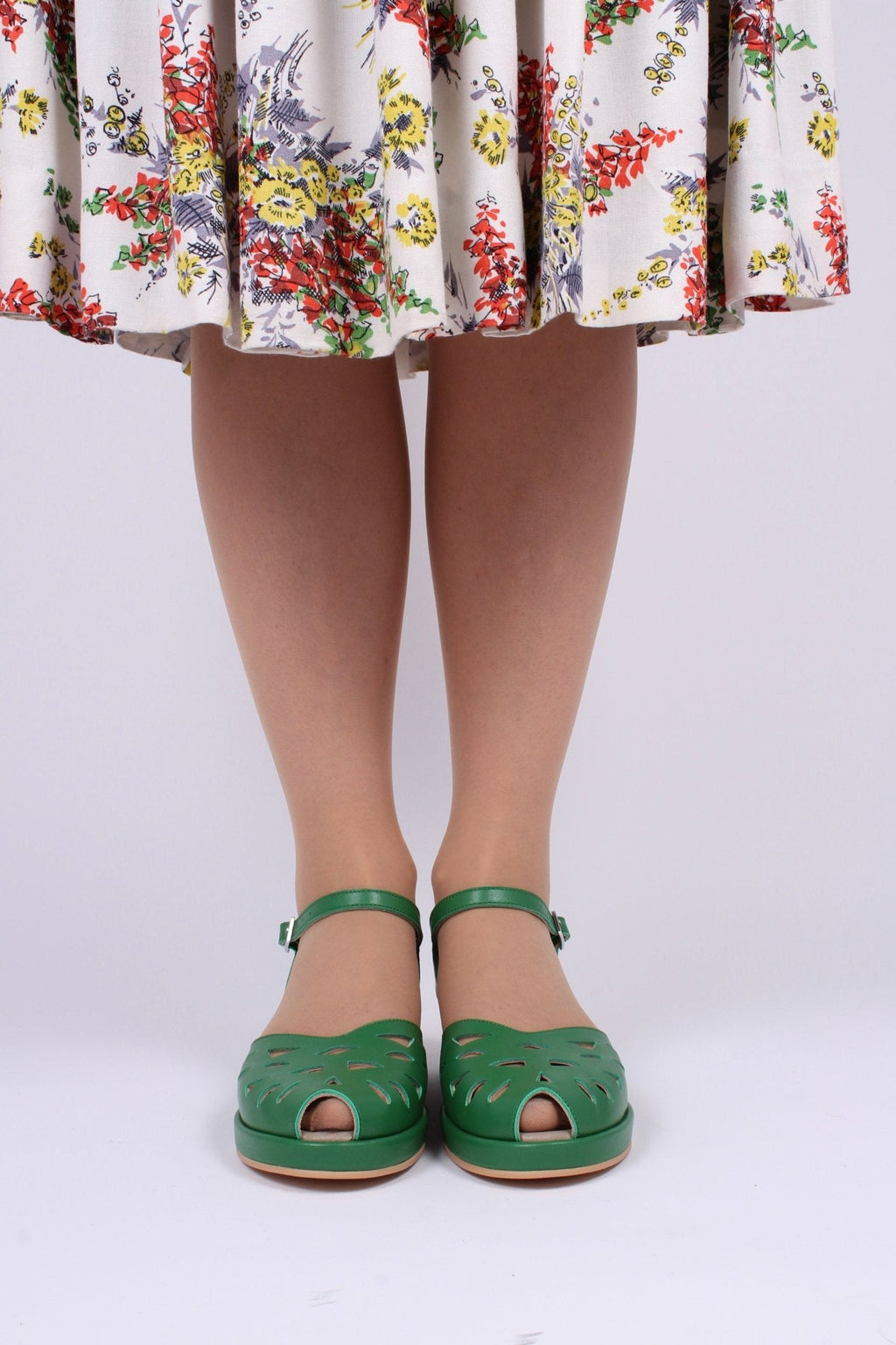 1940s / 50s summer wedge sandals - Green - Sidse