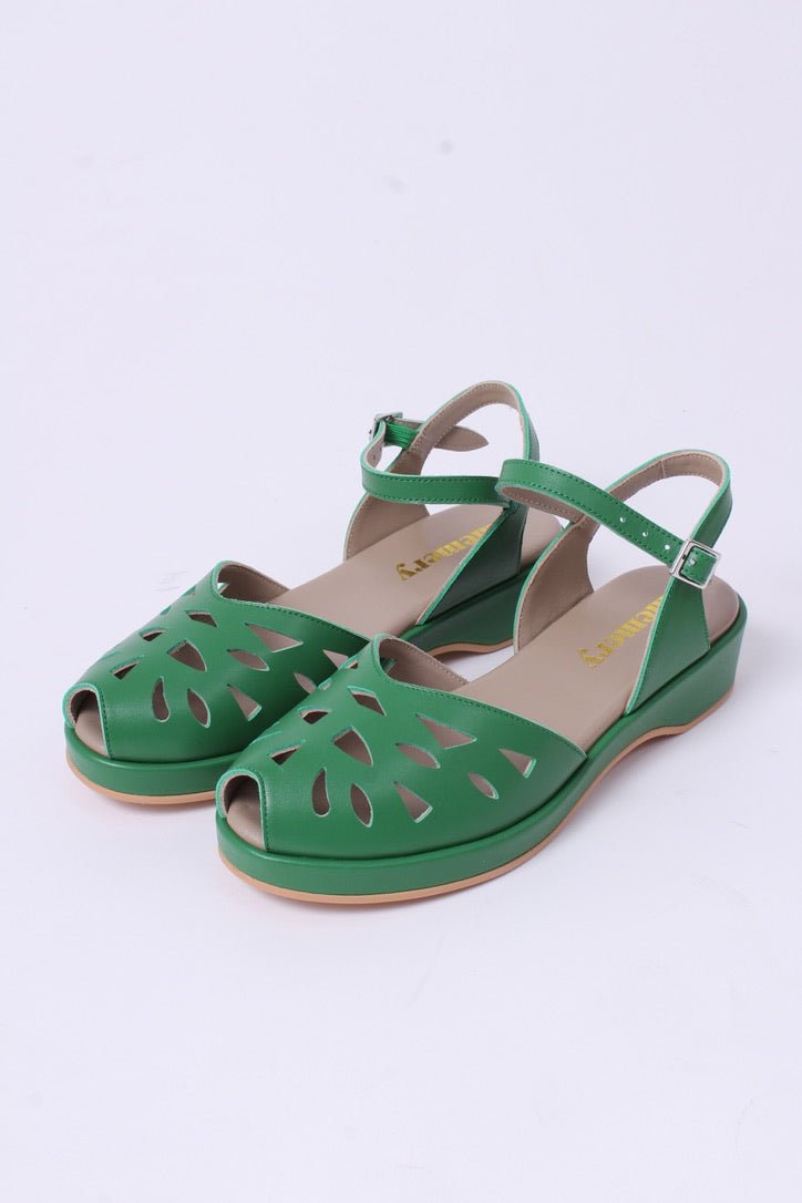 1940s / 50s summer wedge sandals - Green - Sidse