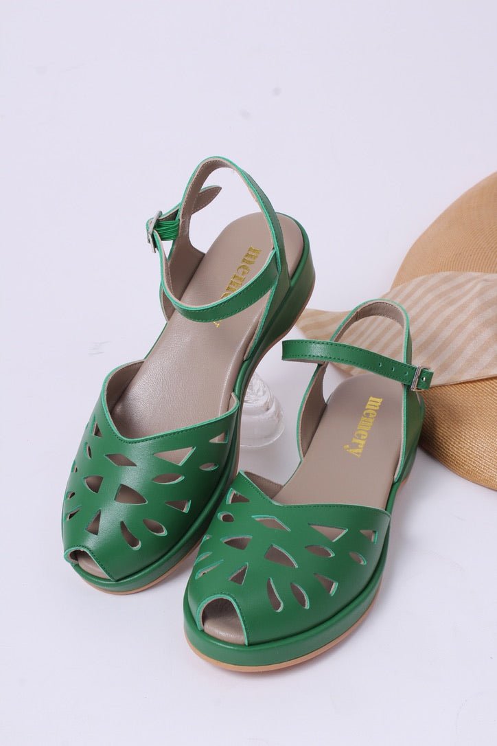 1940s / 50s summer wedge sandals - Green - Sidse