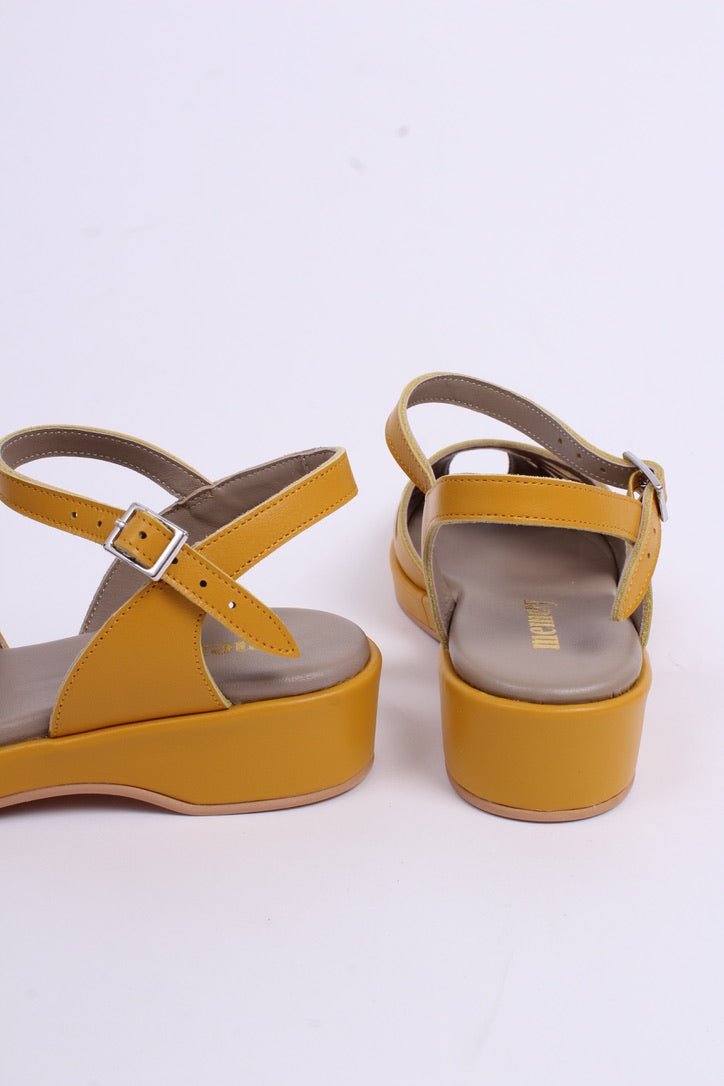 1940s / 50s summer wedge sandals - Mustard Yellow - Sidse