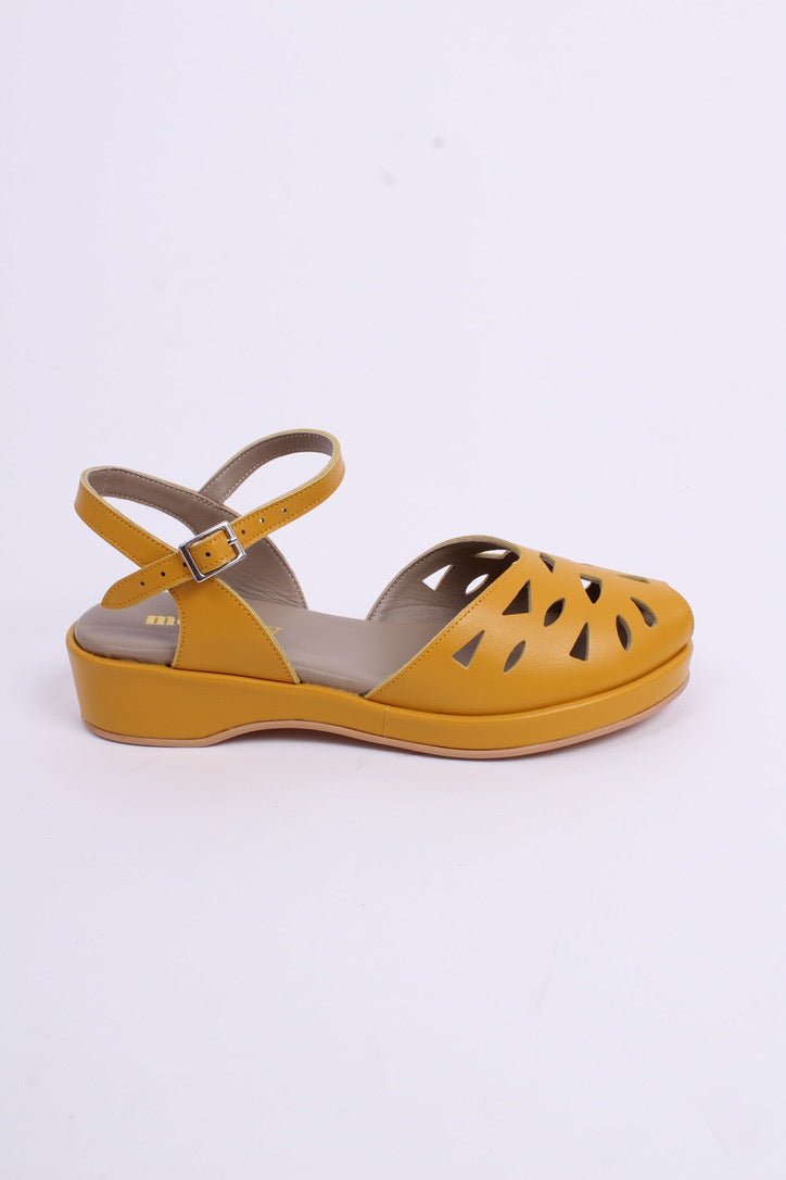 1940s / 50s summer wedge sandals - Mustard Yellow - Sidse