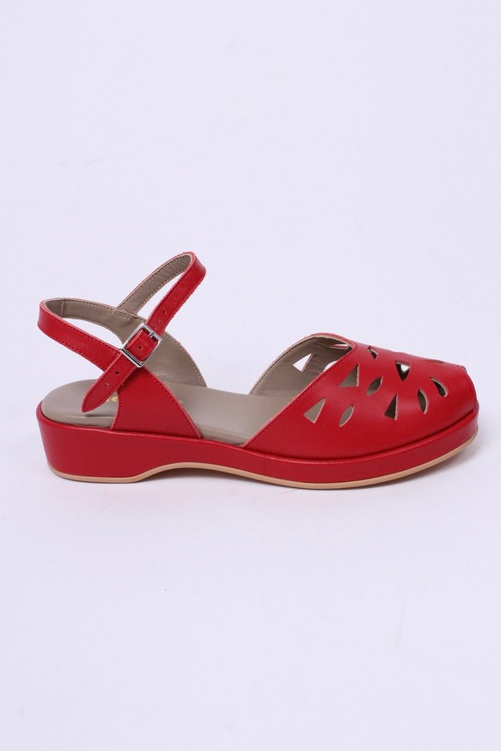 1940s / 50s summer wedge sandals - Red - Sidse